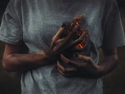 Burning Broken Heart Image Real Girl Ultra Premium Quality