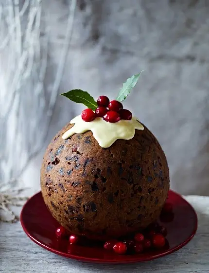 Amazing chocolate plum pudding dessert photo for World Plum Pudding Day