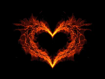 Unique orange romantic heart with butterfly wings for profiles