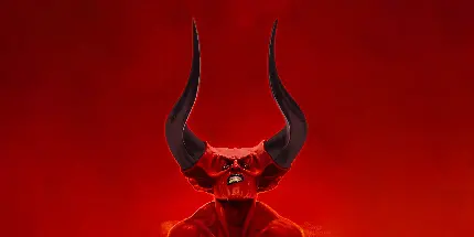 Devil with Long Horns Wallpaper - Red Background