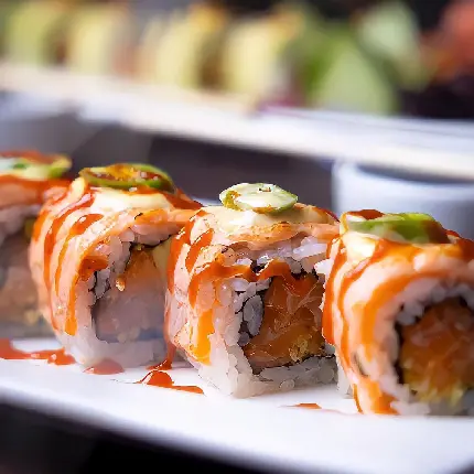 Photo of beautifully arranged colorful sushi for discerning tastes