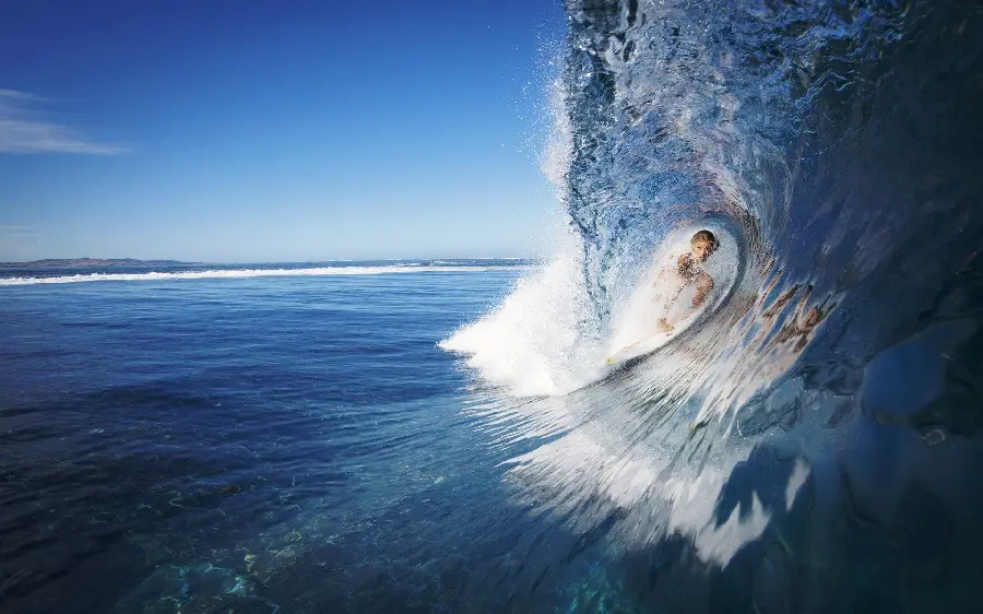 Beautiful photo of the moment of catching a surfer on a sea wave