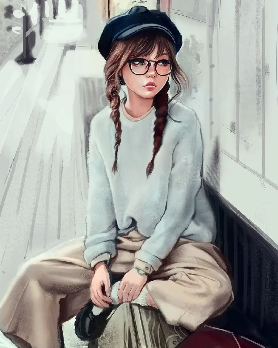 Fantasy girl wallpaper with tied hair and attractive glasses for your phone
