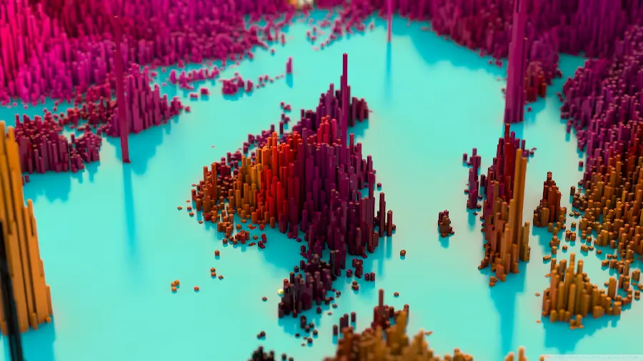 3D image of a landscape of objects