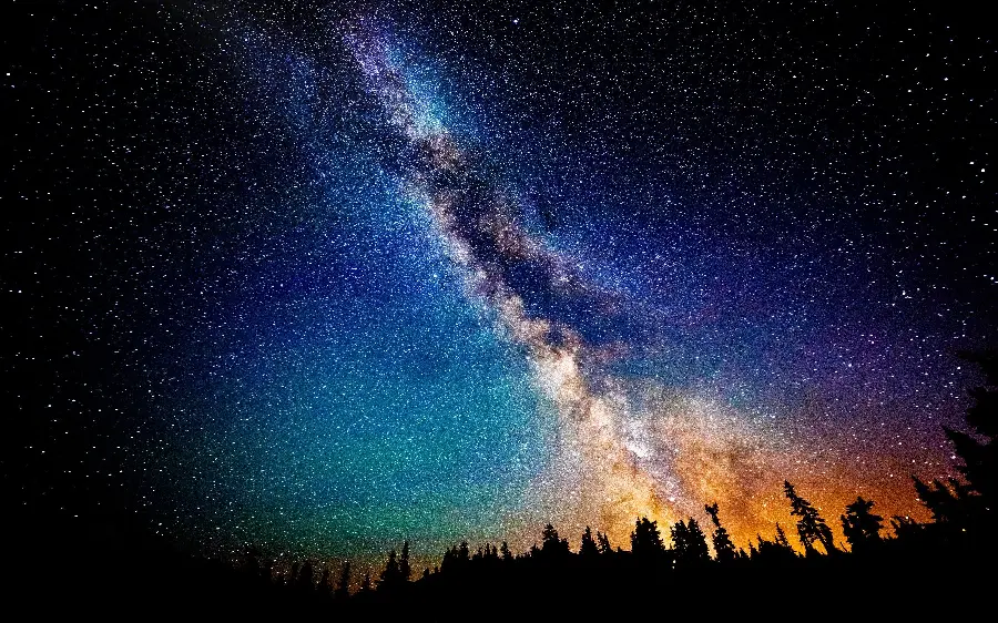 Real and amazing profile of the colorful starry sky from NASA on the Earth