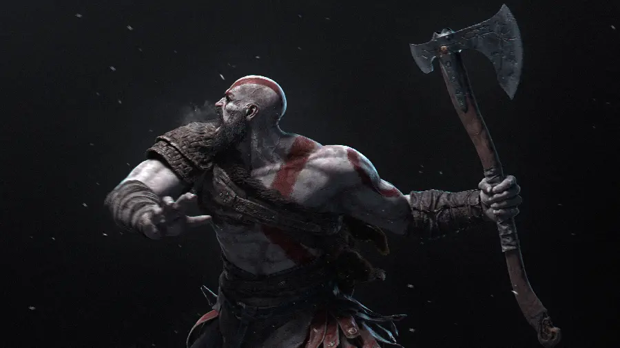 Wallpaper of God of War 5 Ragnarok with a black background