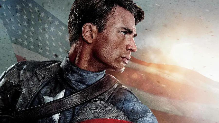 Chris Evans image with the United States flag background for mobile background
