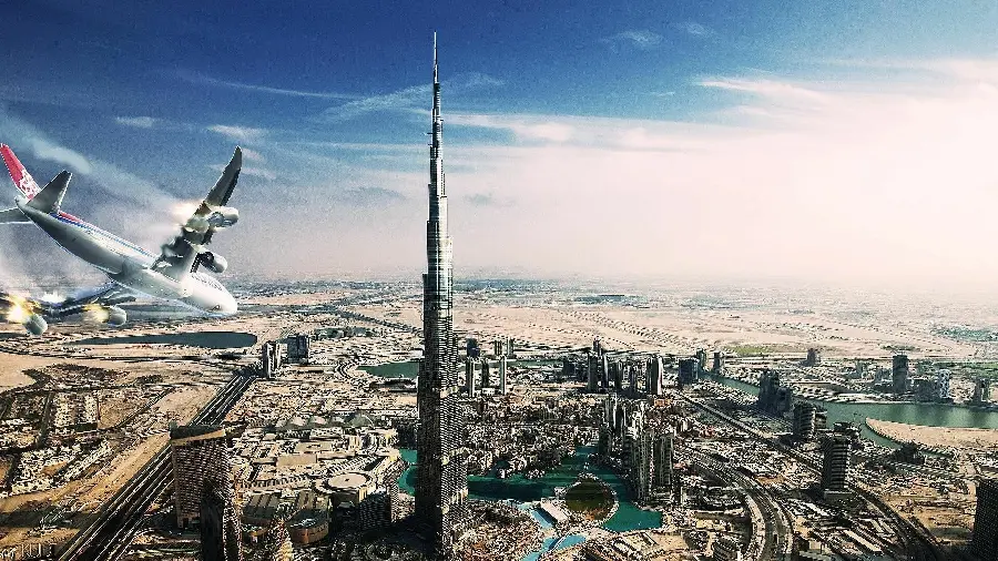 Attractive aerial photo of Dubai from a different angle for use by architects and designers