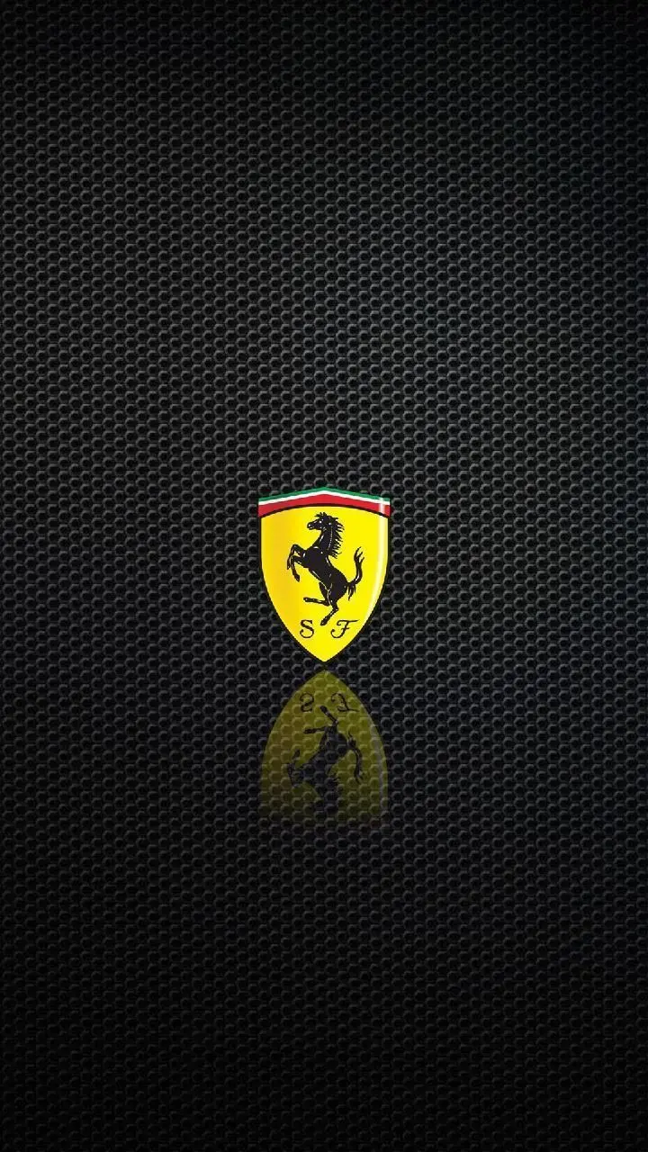 Samsung mobile background with the Ferrari car logo design in yellow with a black background in high quality