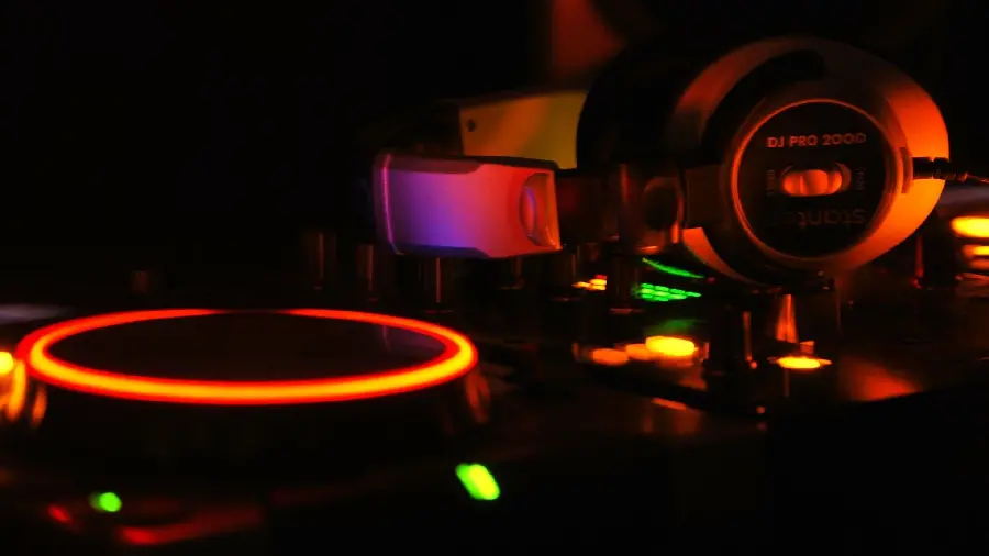 DJ background with DJ device design and black and red background