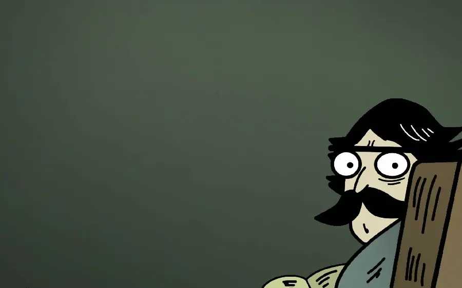 Interesting and funny wallpaper of a big-eyed mustache man for WhatsApp profile and status