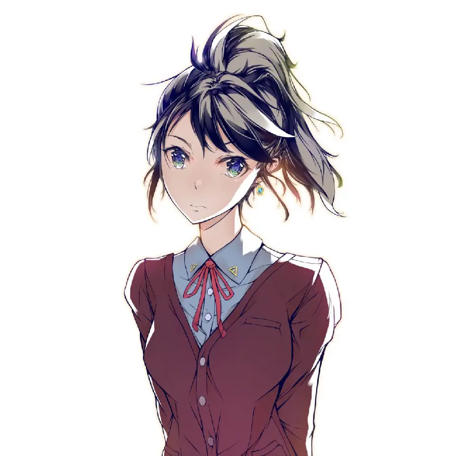 Simple anime girl profile photo of a sad girl with a white background for Telegram and Instagram and WhatsApp