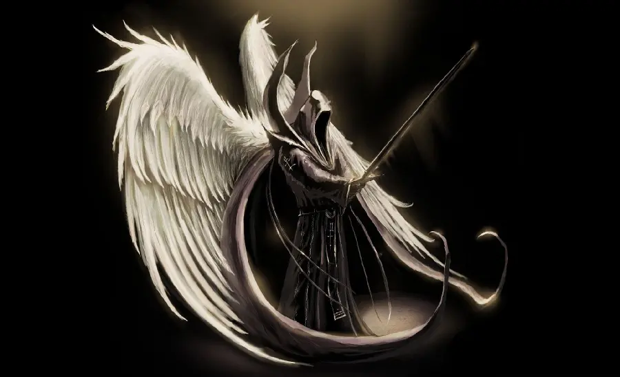 The most excellent full HD photo of a winged angel with a metal body