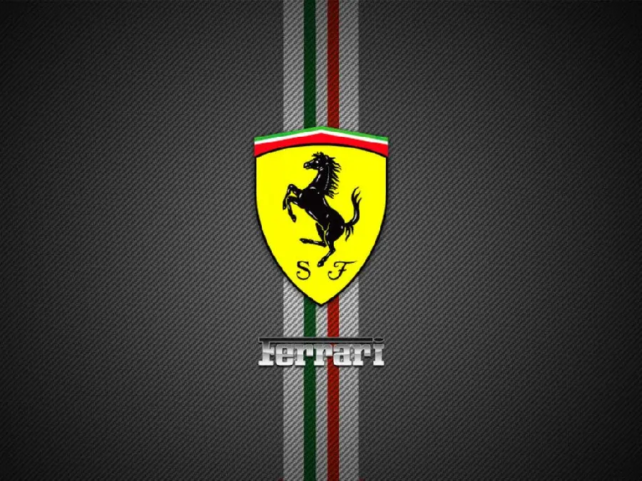 Download the yellow Ferrari logo desktop background with a horse design in high quality