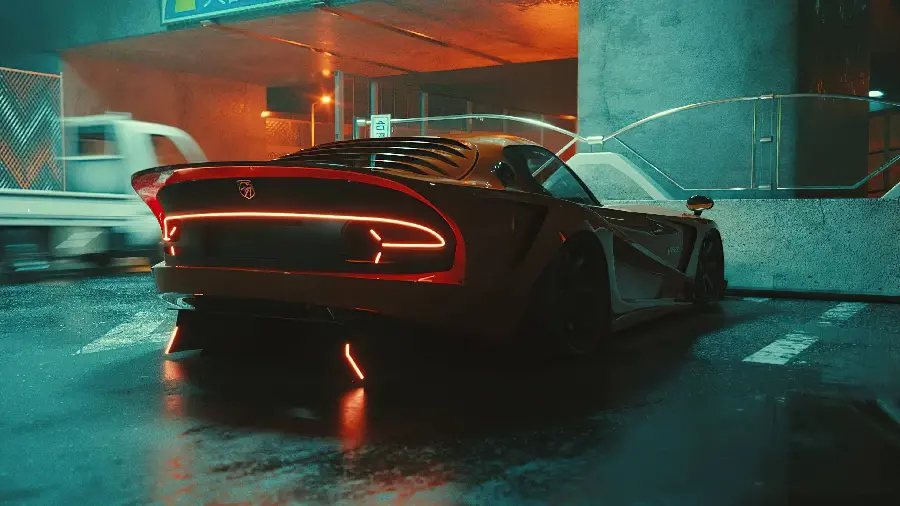 High quality photo of bright lights of a Dodge Viper car