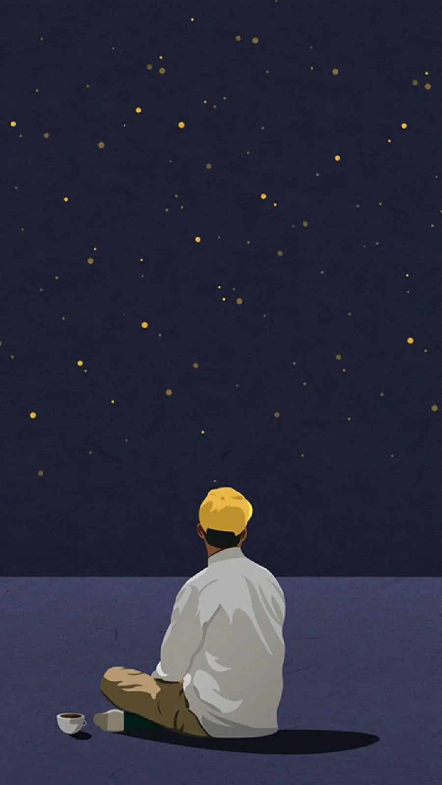 Download iPhone Pro Max Wallpaper with Lonely Man in Hat Design Yellow