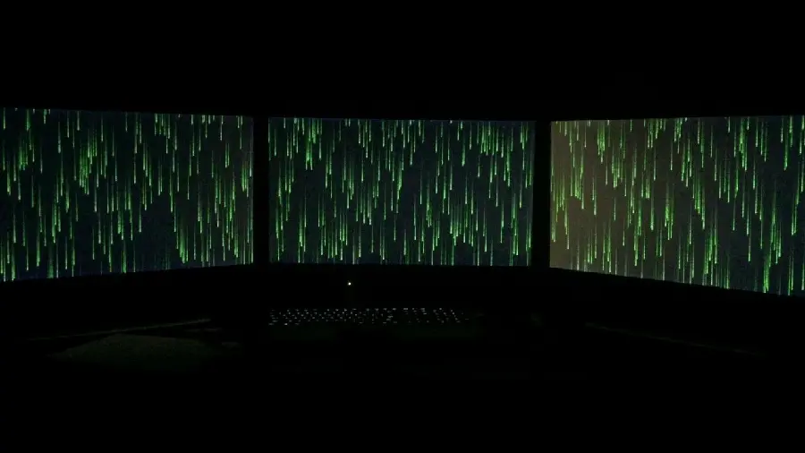 Green themed gaming room and monitor wallpaper