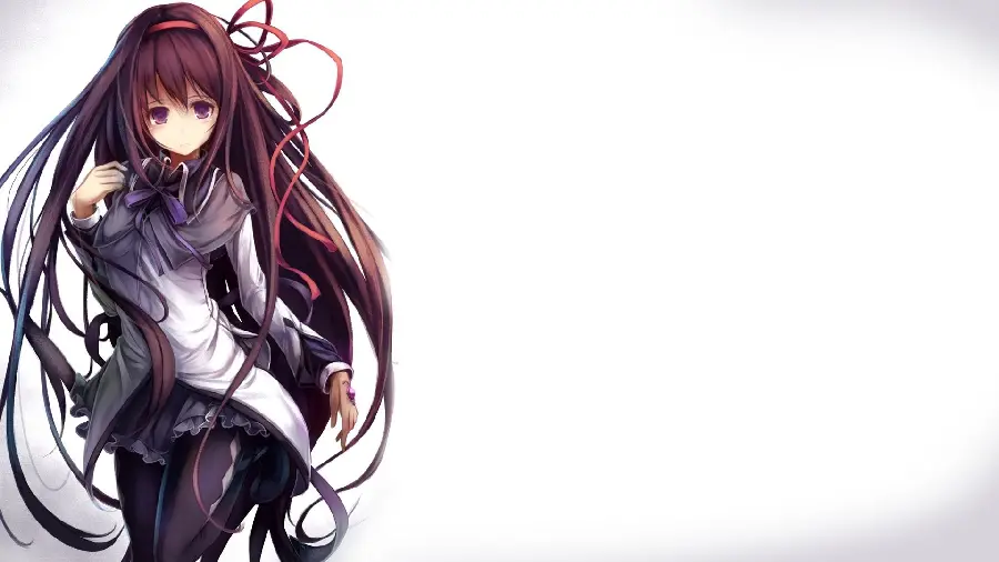 Download anime photo of a well-built and attractive girl with long hair for profiles and wallpapers