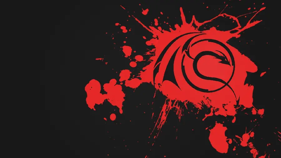 Red and black wallpaper for Ubuntu Linux with black background