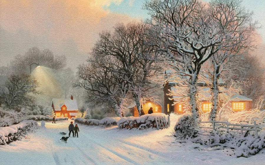 Winter picture for painting in full HD quality