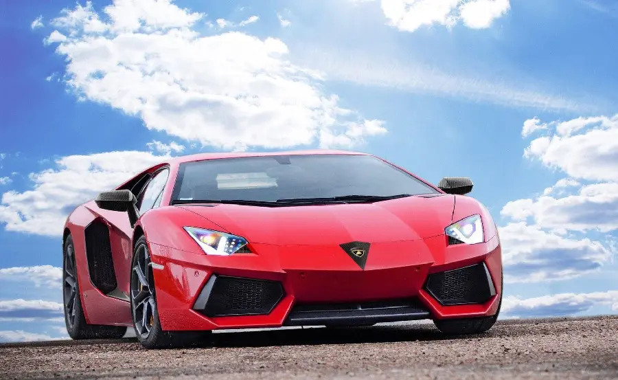 High Quality Cherry Red Lamborghini Car Photo