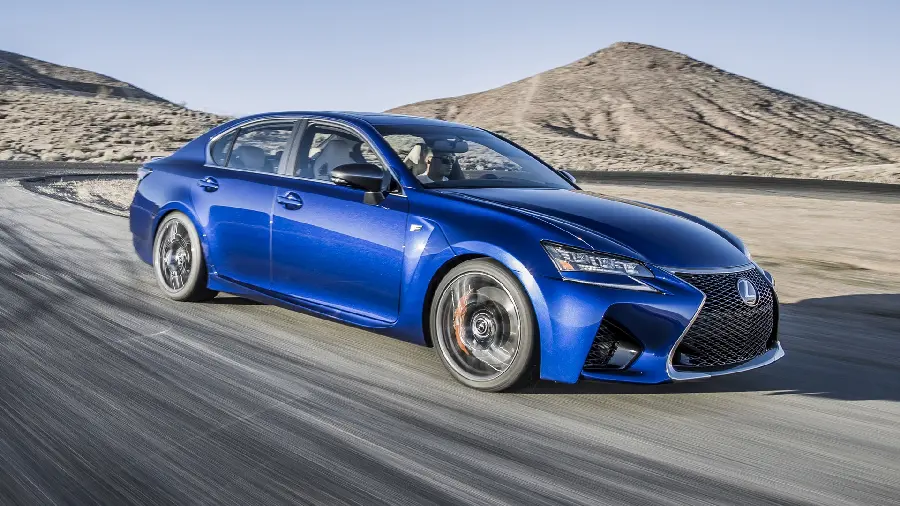 Blue Lexus GS F car wallpaper on the road
