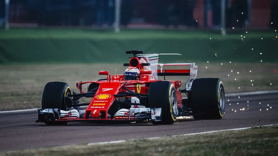 A suitable image for posts and stories of Ferrari F1 at very high speed