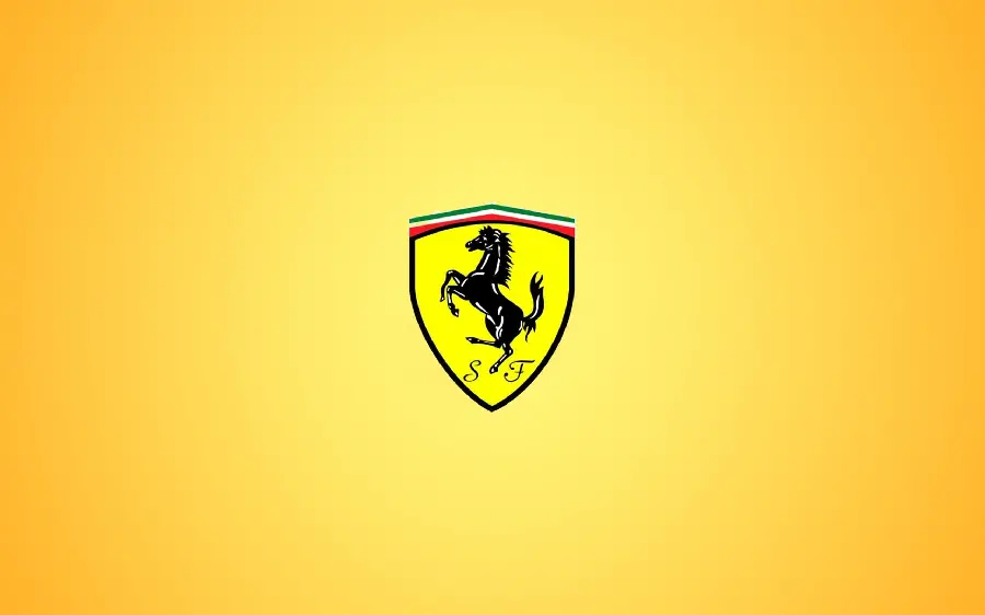 Image of a rogue horse of a Ferrari car with a yellow background for profiles and laptop backgrounds