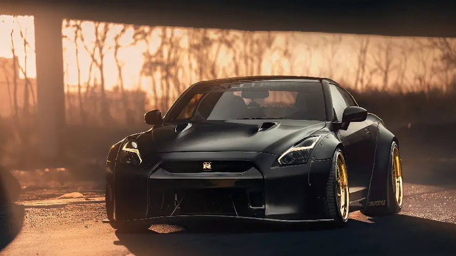 Download the beautiful and cool Nissan GTR car wallpaper with metallic black color