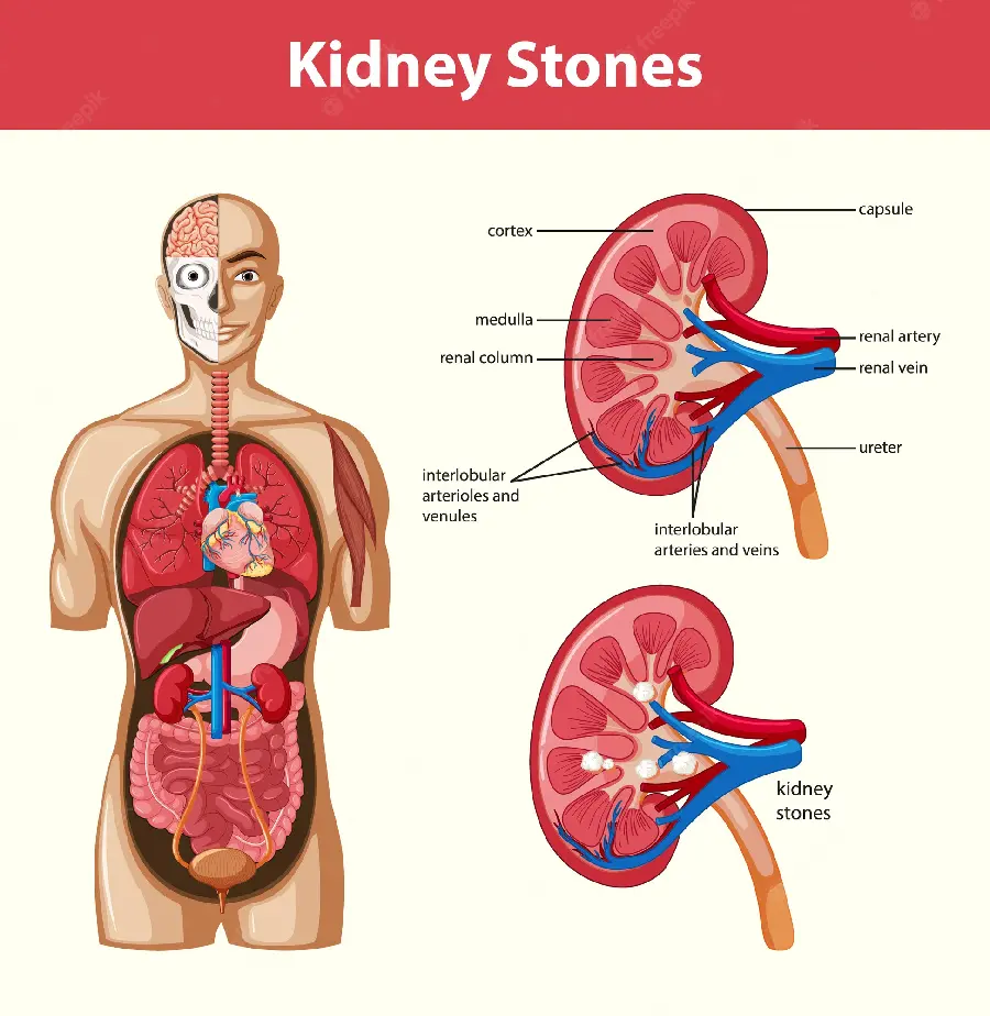 Photo of the kidneys in the human body