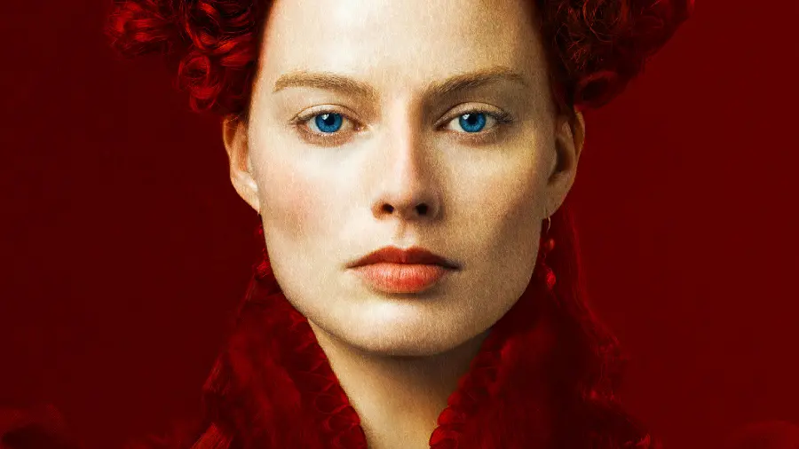 Image of Margot Robbie with blue eyes and red and red hair