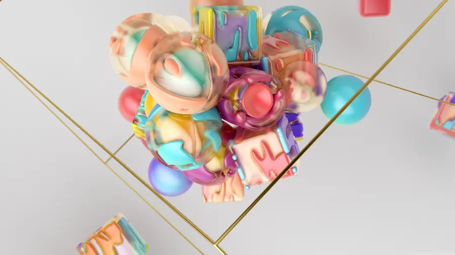 3D Colorful Geometric Shapes Wallpaper