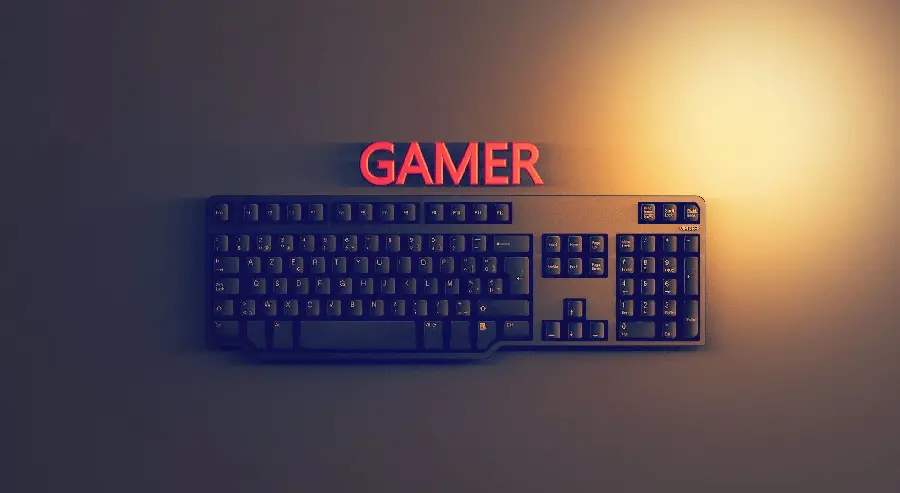 The most beautiful Windows 11 wallpaper with a keyboard design and the title Gamer