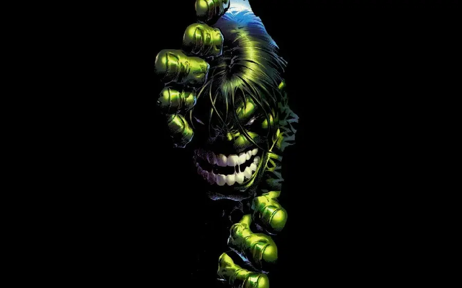 Hulk wallpaper with a black background and an angry face