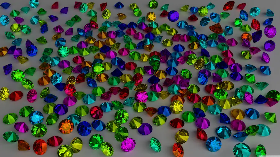 3D Colorful Sparkling Diamonds Wallpaper