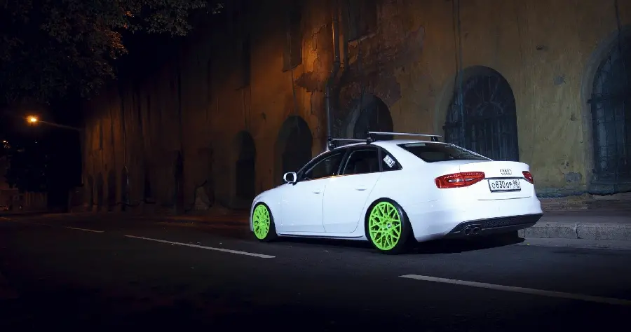 Download the image of the Audi car with Special rims and white color