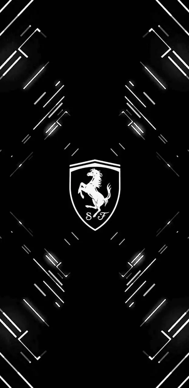 Famous Ferrari logo wallpaper with black background for Android and IOS phones