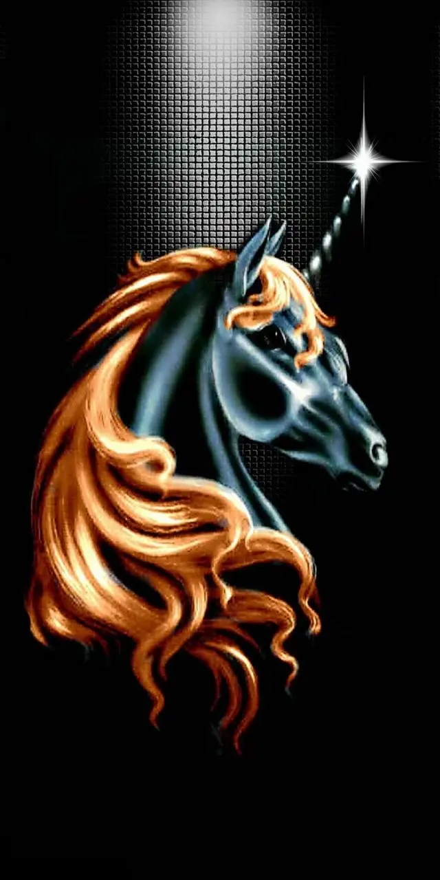 Black unicorn wallpaper with golden hair for phone and mobile