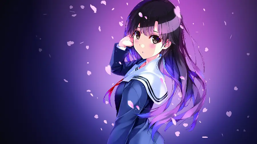 Download beautiful anime girly picture with the theme Purple for profile in high quality