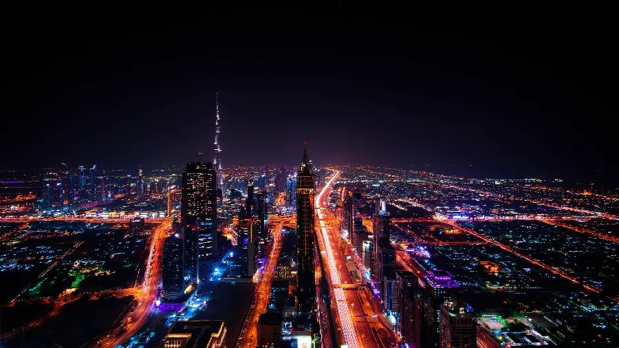 Download photo of Dubai towers at night with unparalleled quality for wallpaper