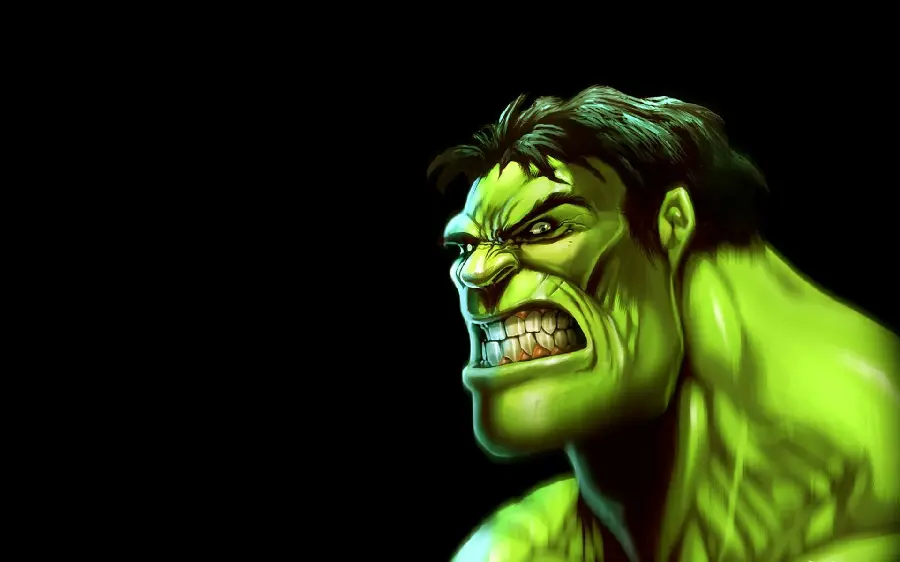 Wallpaper of the anger of the Hulk with clenched teeth 
