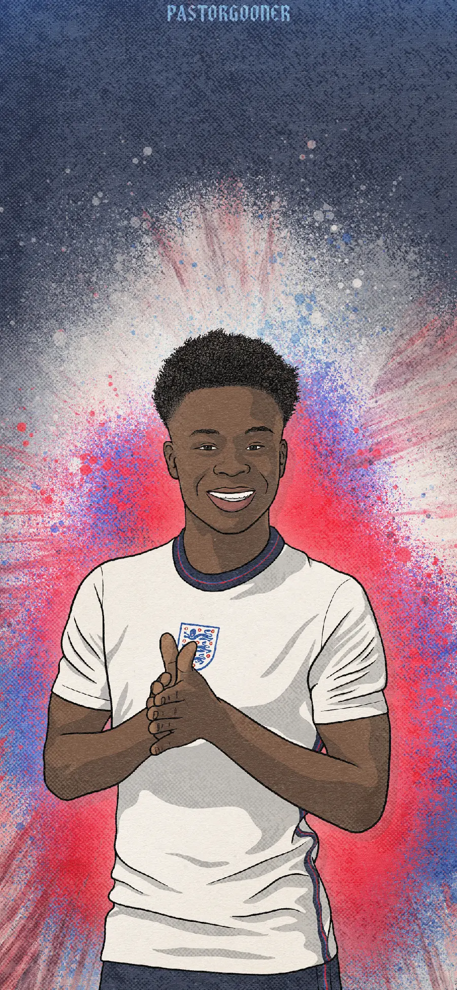 Bukayo Saka photo in England national team white kit