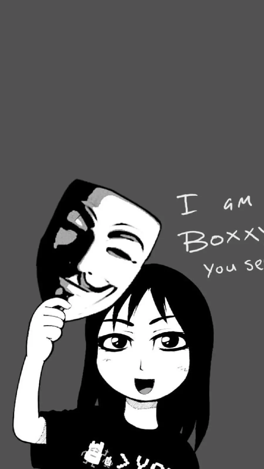 Girl Hacker Photo with Salvador Dali Design Mask and Gray Background for Profile