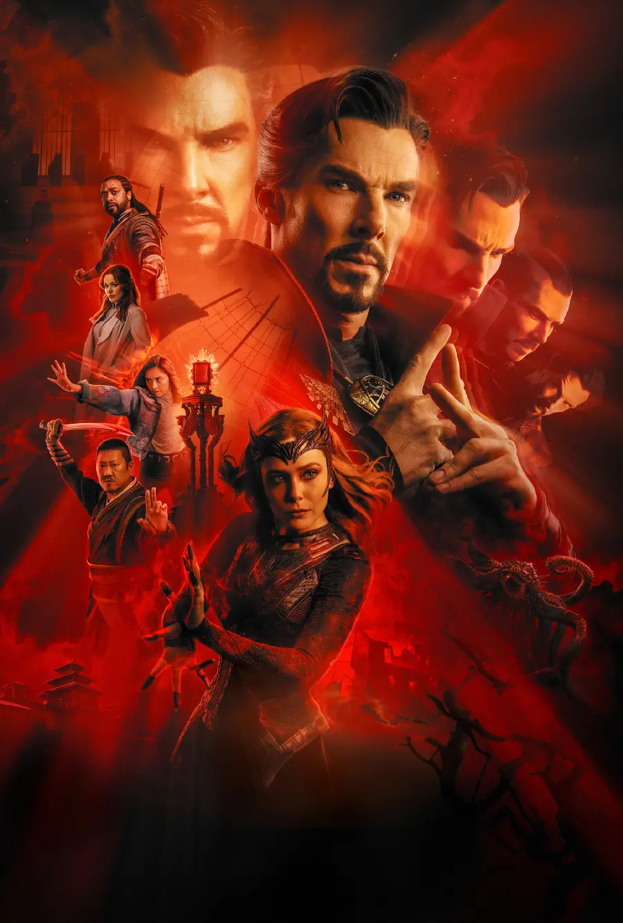 Wallpaper of Benedict Cumberbatch and Elizabeth Olsen in the movie Doctor Strange 2