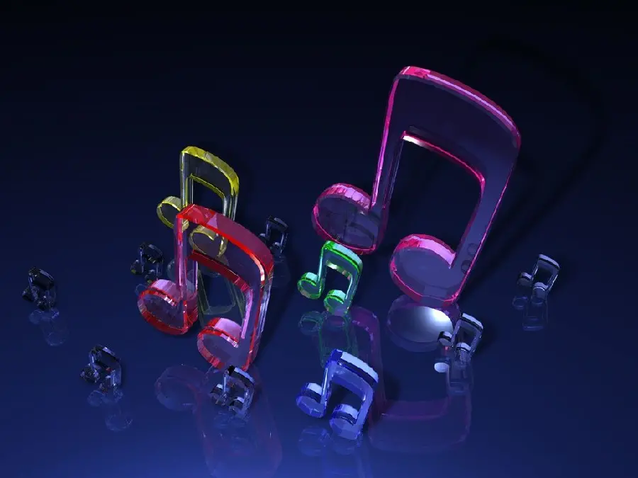 New image of colored music keys with a dark team for desktop backgrounds