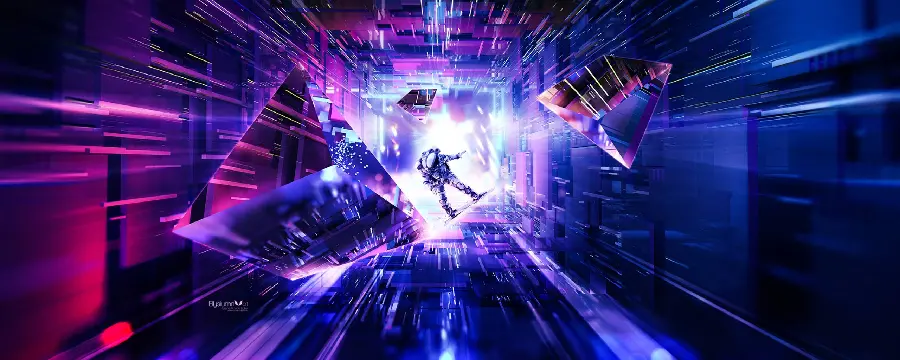 Photo of Astronaut Floating in Space with Blue and Black Background
