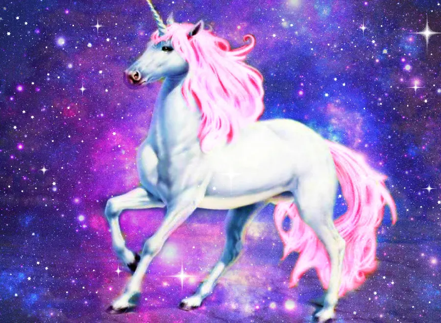 Fantasy photo of a unicorn with beautiful pink hair