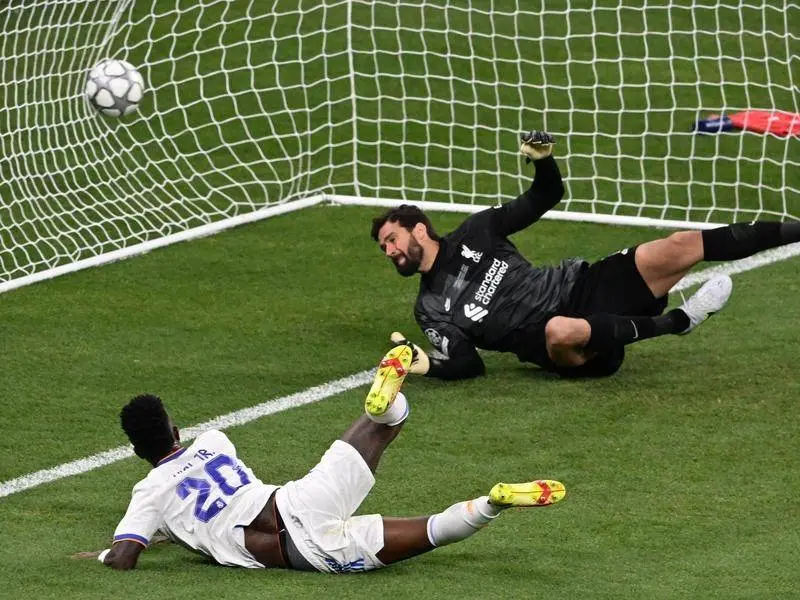 Photo of the moment of Vinicius Junior's goal against Liverpool in the 2022 Champions League final