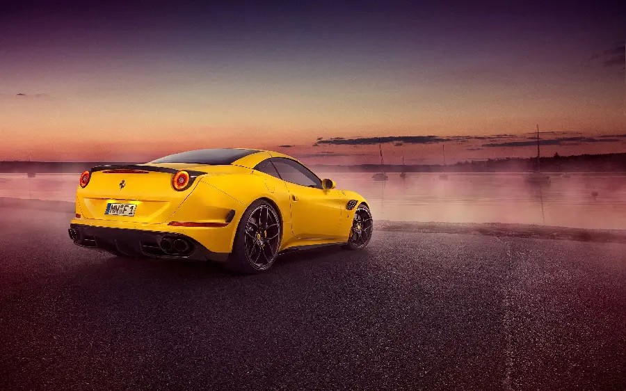 Photo of a Ferrari California car in yellow for background