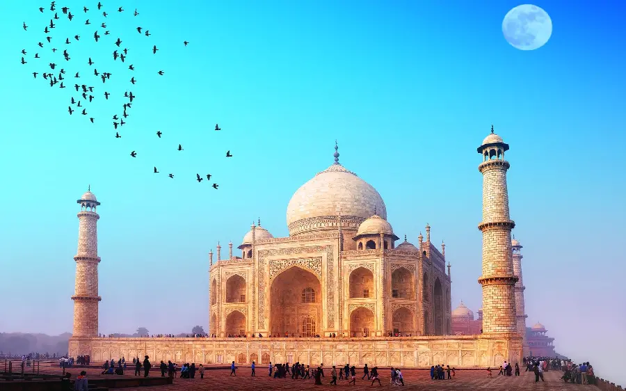 Taj Mahal Background with Blue Sky for Design and Photoshop